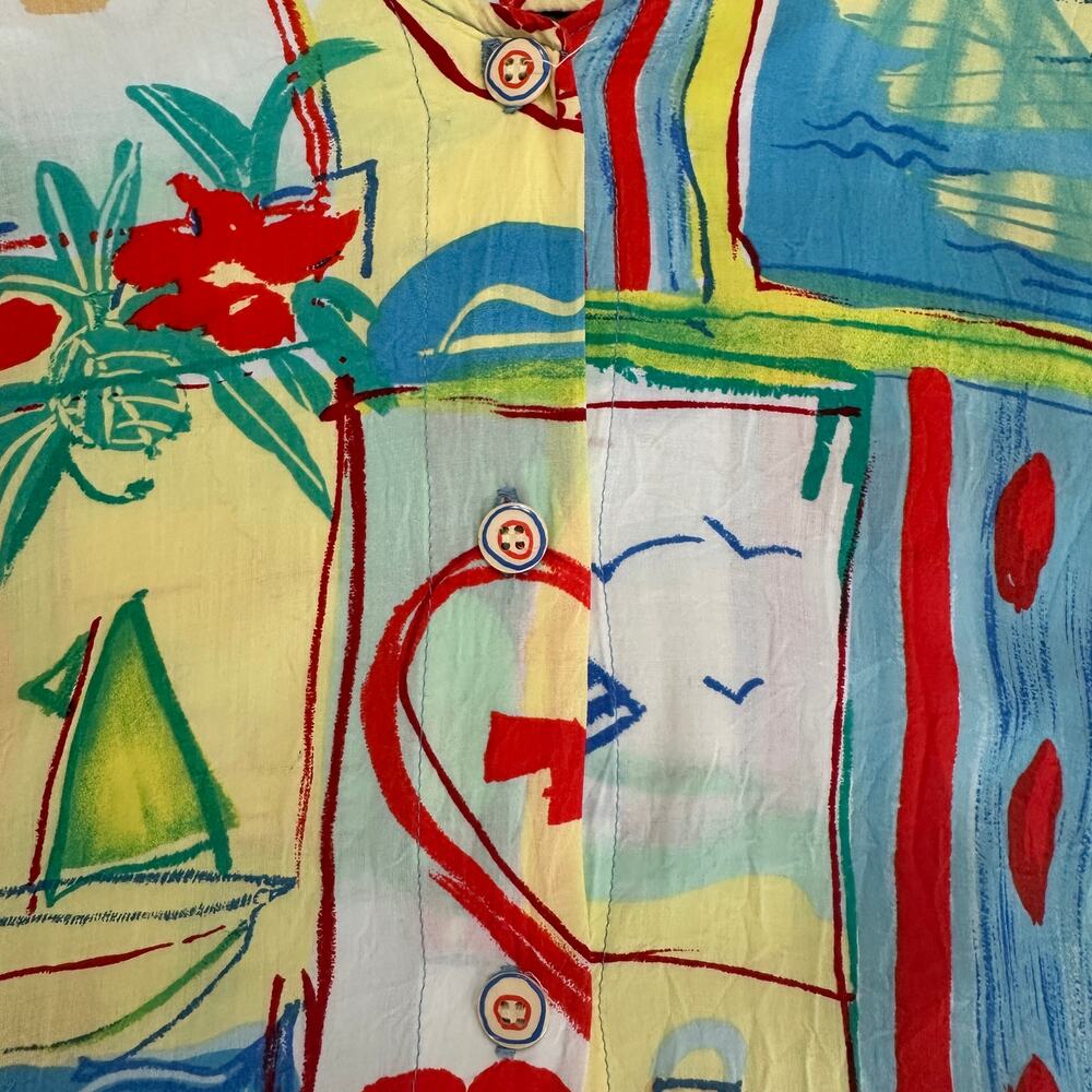 Jams world Colorful Button Front Sleeveless Midi Beachy Dress, Art to Wear, XL - Picture 5 of 12